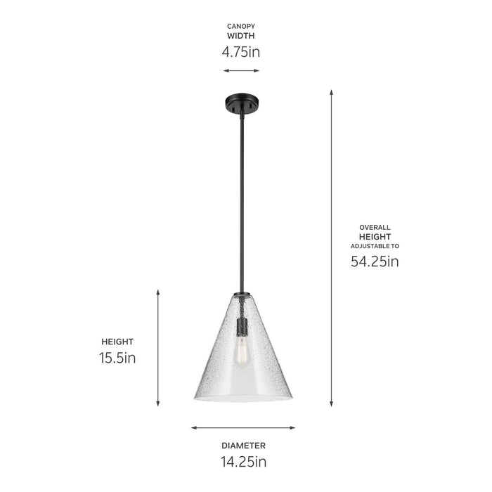 Kichler - 42200BKCS - One Light Pendant - Everly - Black