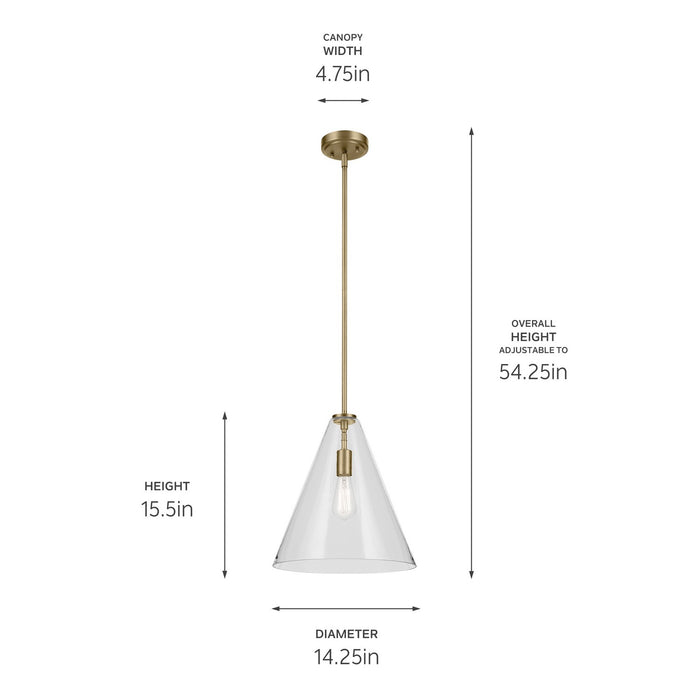 Kichler - 42200NBR - One Light Pendant - Everly - Natural Brass