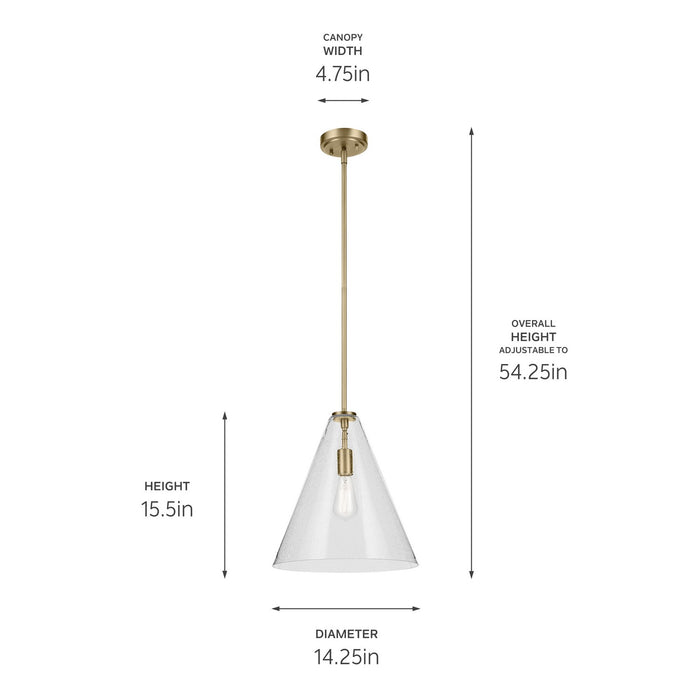 Kichler - 42200NBRCS - One Light Pendant - Everly - Natural Brass