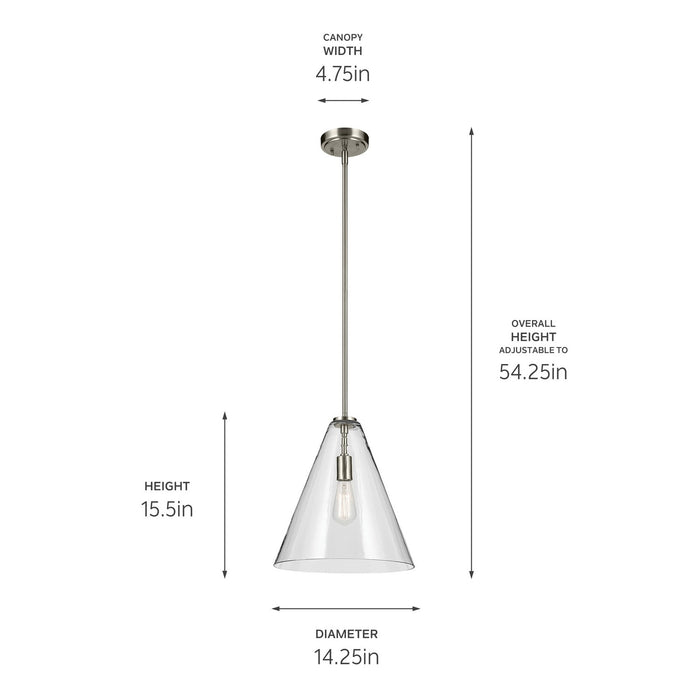 Kichler - 42200NI - One Light Pendant - Everly - Brushed Nickel