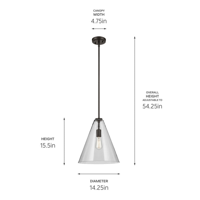Kichler - 42200OZ - One Light Pendant - Everly - Olde Bronze