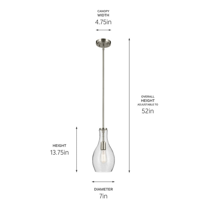Kichler - 42456NICS - One Light Pendant - Everly - Brushed Nickel