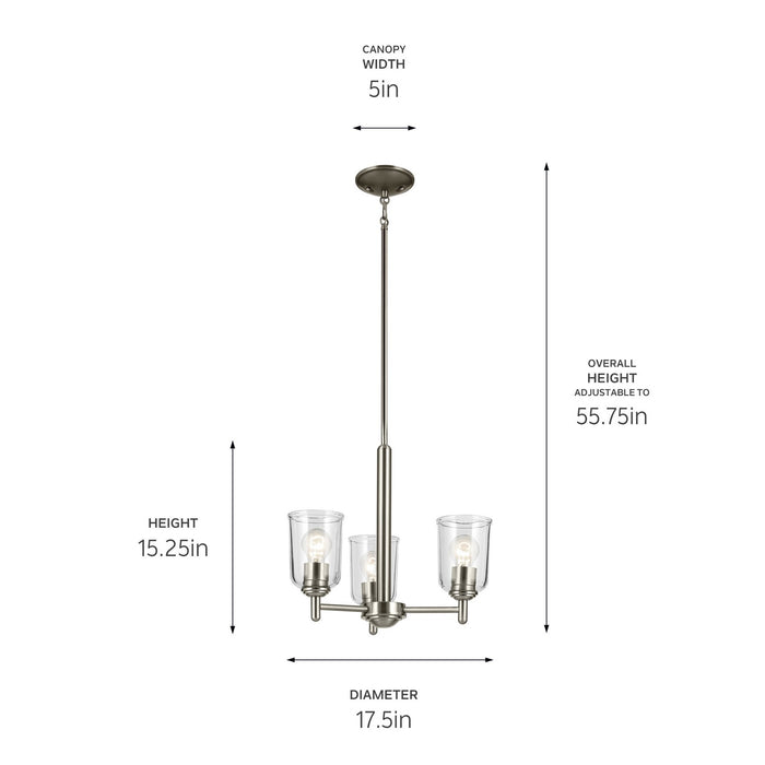 Kichler - 43670NICLR - Three Light Mini Chandelier - Shailene - Brushed Nickel