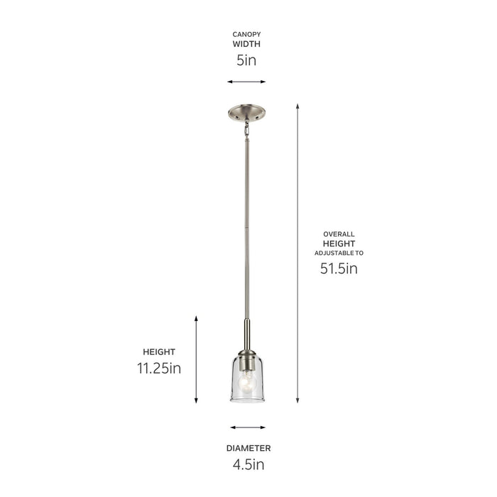 Kichler - 43674NICLR - One Light Mini Pendant - Shailene - Brushed Nickel