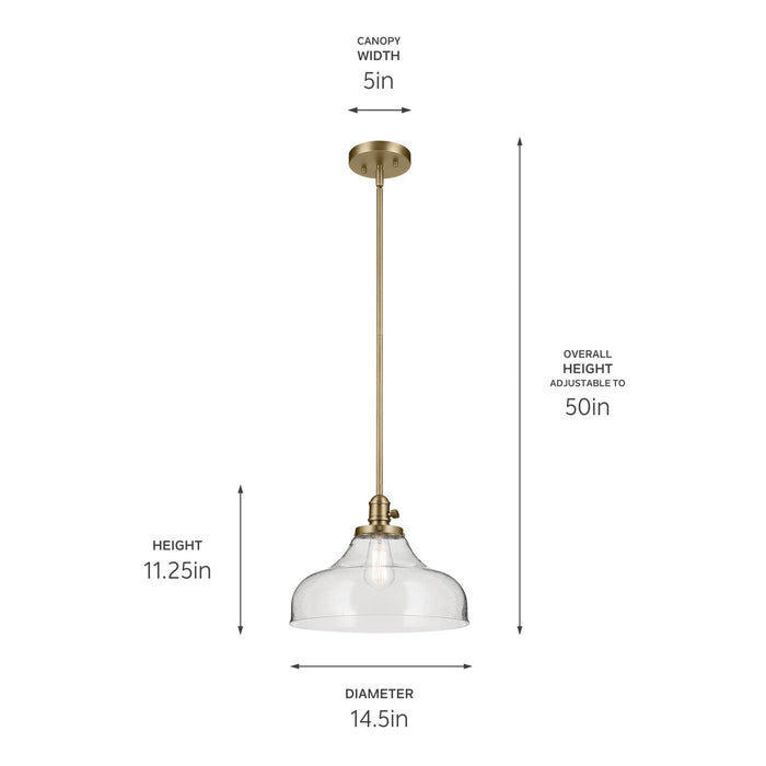 Kichler - 43906NBR - One Light Pendant - Avery - Natural Brass