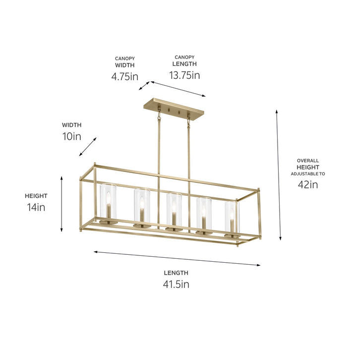 Kichler - 43995NBR - Five Light Linear Chandelier - Crosby - Natural Brass