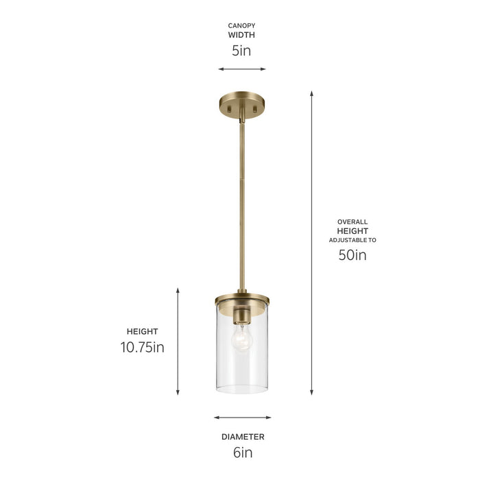 Kichler - 43996NBR - One Light Mini Pendant - Crosby - Natural Brass