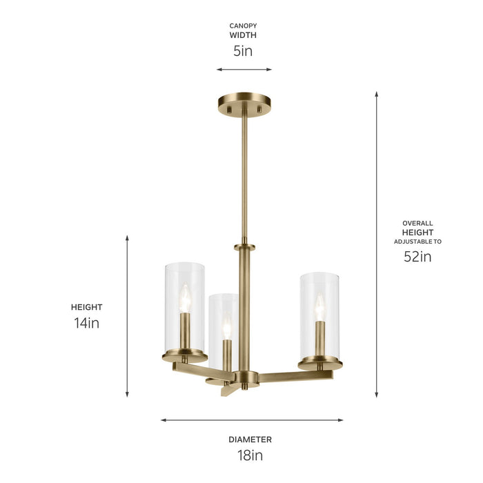Kichler - 43997NBR - Three Light Chandelier - Crosby - Natural Brass