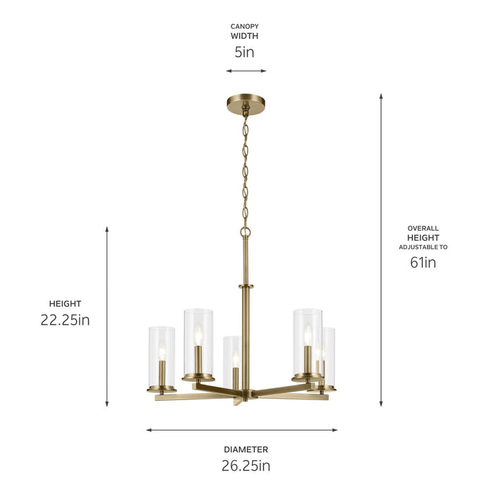 Kichler - 43999NBR - Five Light Chandelier - Crosby - Natural Brass
