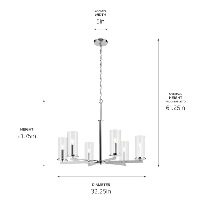 Kichler - 44013CH - Six Light Chandelier - Crosby - Chrome