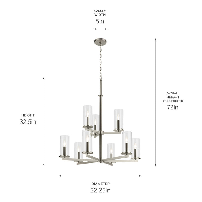 Kichler - 44014NI - Nine Light Chandelier - Crosby - Brushed Nickel