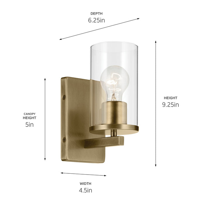 Kichler - 45495NBRCLR - One Light Wall Sconce - Crosby - Natural Brass