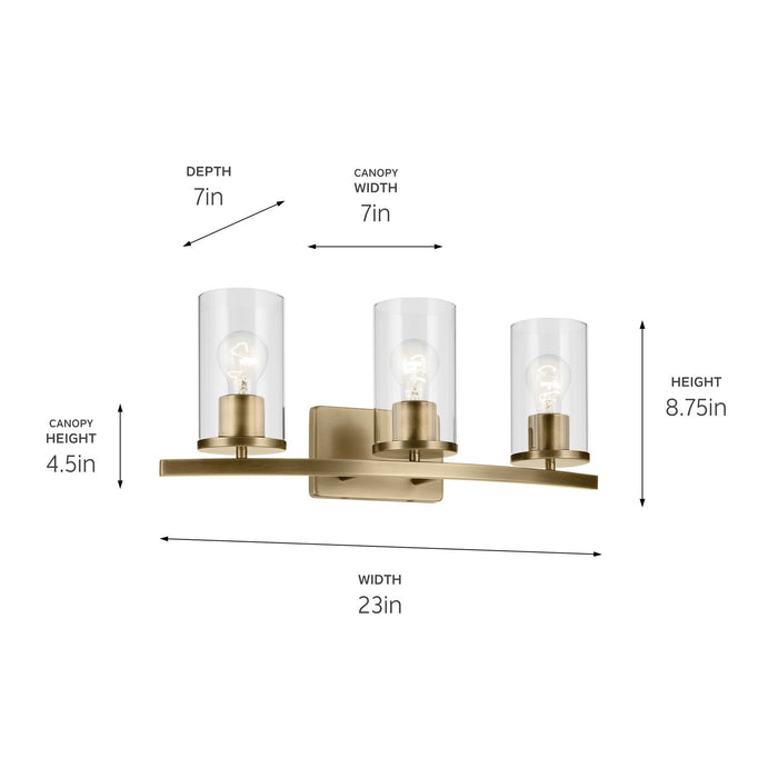Kichler - 45497NBRCLR - Three Light Bath - Crosby - Natural Brass