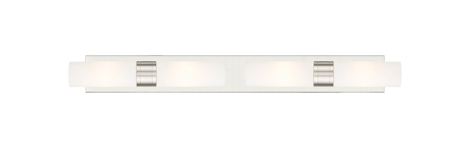 Innovations - 617S-4W-SN-G617-8WH - Four Light Bath Vanity - Downtown Urban - Satin Nickel