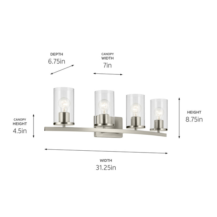 Kichler - 45498NICLR - Four Light Bath - Crosby - Brushed Nickel