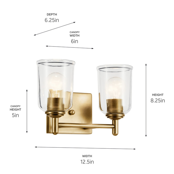 Kichler - 45573NBRCLR - Two Light Bath - Shailene - Natural Brass