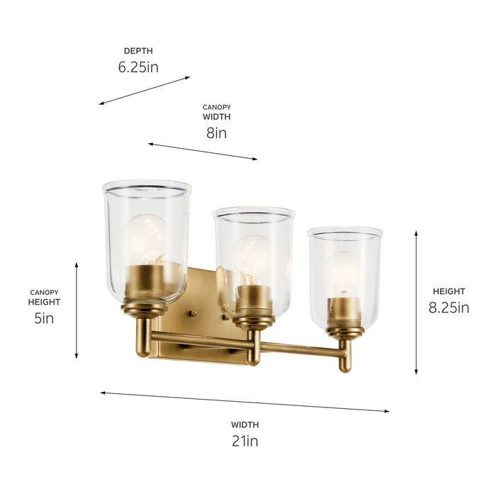 Kichler - 45574NBRCLR - Three Light Bath - Shailene - Natural Brass