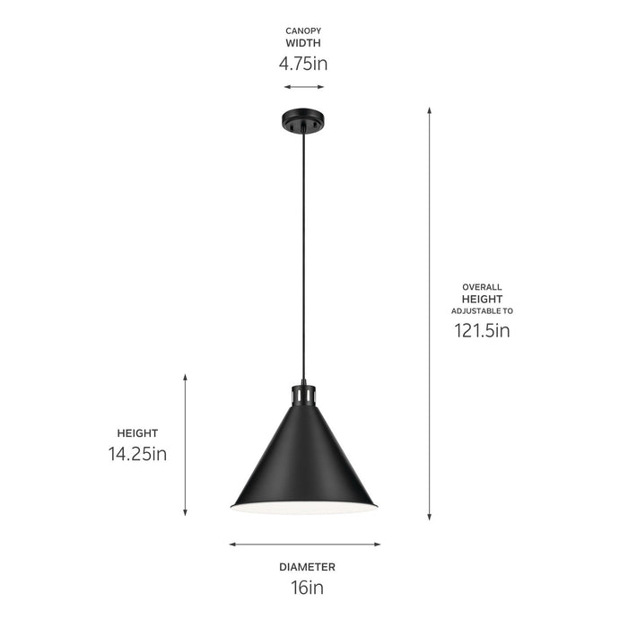 Kichler - 52177BK - One Light Pendant - Zailey - Black