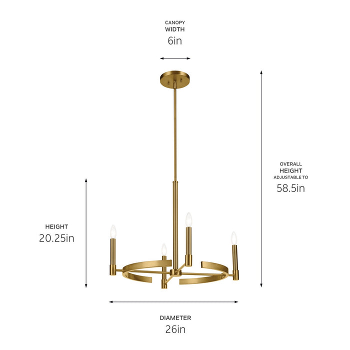 Kichler - 52426BNB - Four Light Chandelier - Tolani - Brushed Natural Brass
