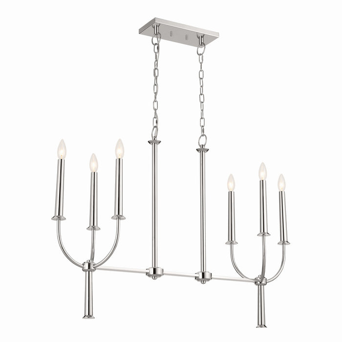 Kichler - 52495PN - Six Light Linear Chandelier - Florence - Polished Nickel