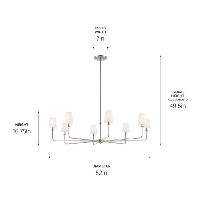 Kichler - 52521PN - Eight Light Chandelier - Pallas - Polished Nickel