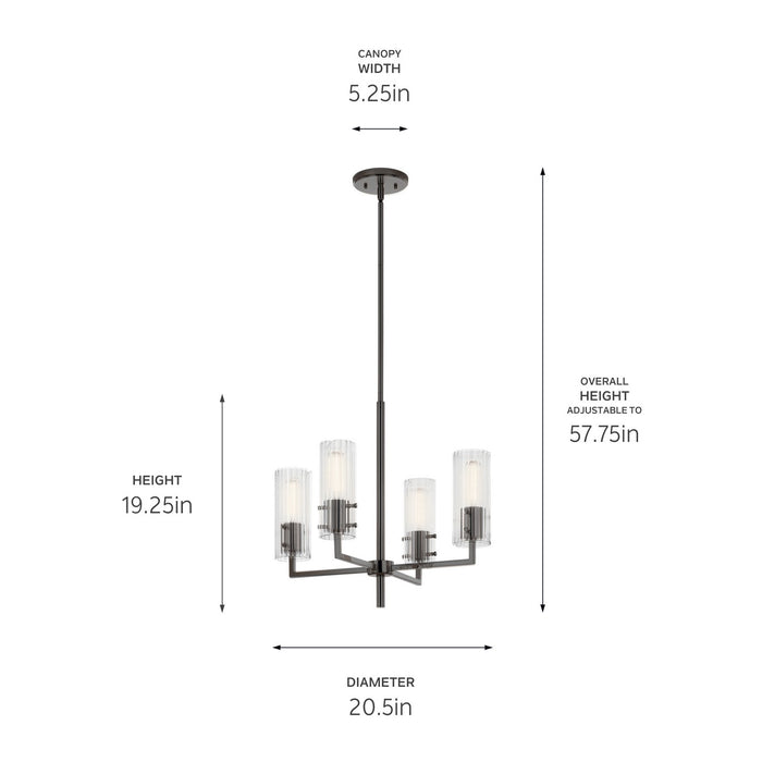 Kichler - 52678BK - Four Light Chandelier - Velestino - Black