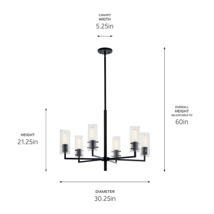 Kichler - 52679BK - Six Light Chandelier - Velestino - Black