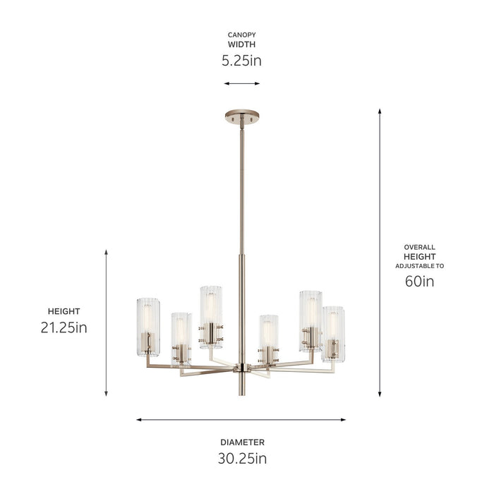 Kichler - 52679PN - Six Light Chandelier - Velestino - Polished Nickel