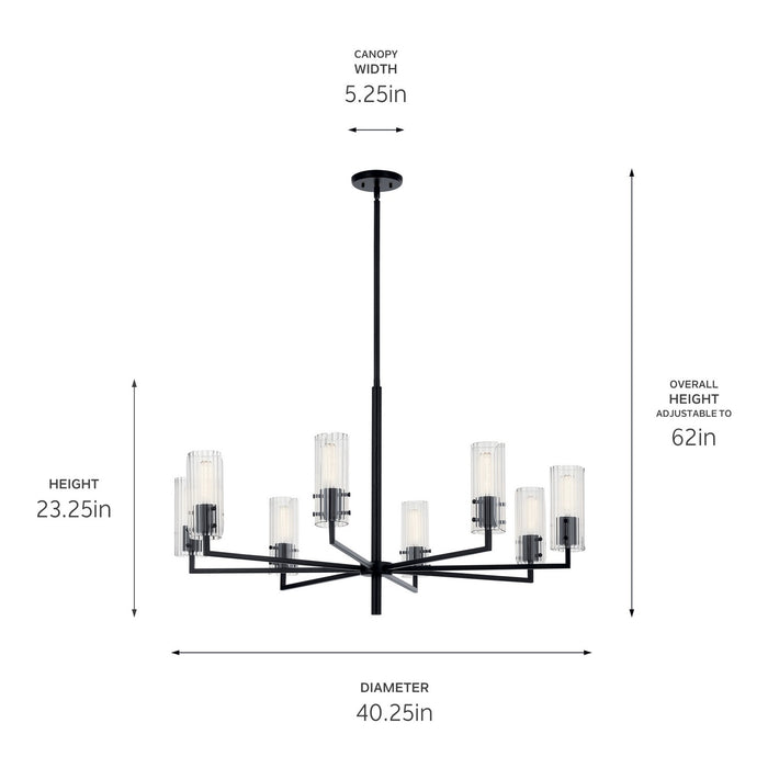 Kichler - 52680BK - Eight Light Chandelier - Velestino - Black
