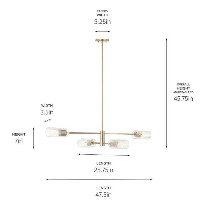 Kichler - 52681CPZ - Four Light Linear Chandelier - Velestino - Champagne Bronze