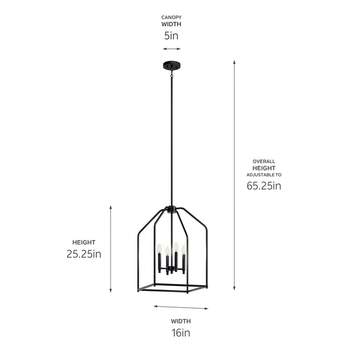 Kichler - 52722BK - Four Light Foyer Pendant - Madden - Black