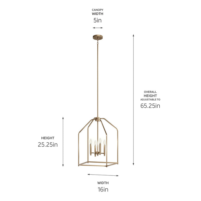 Kichler - 52722CPZ - Four Light Foyer Pendant - Madden - Champagne Bronze