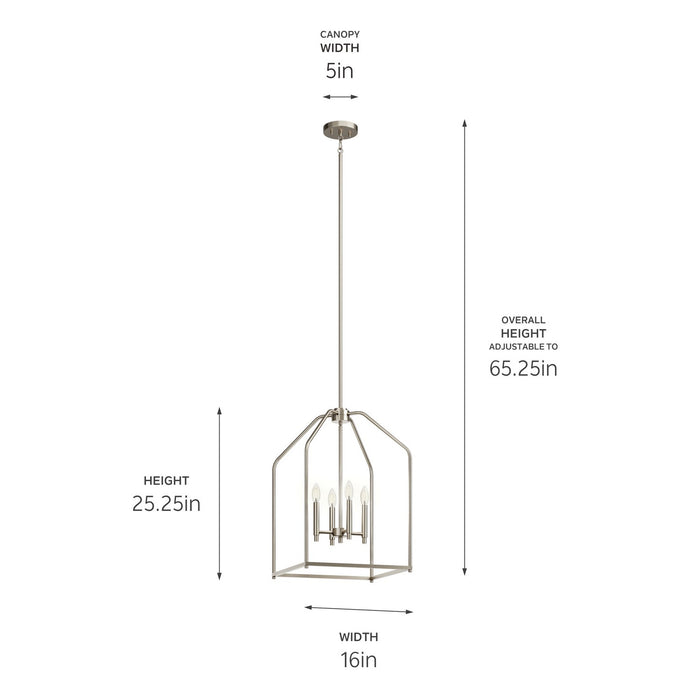 Kichler - 52722NI - Four Light Foyer Pendant - Madden - Brushed Nickel