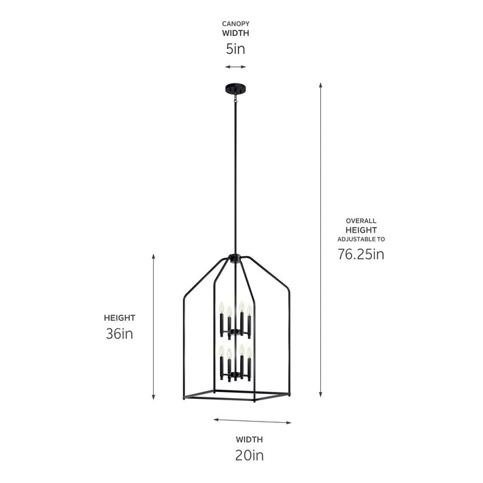 Kichler - 52723BK - Eight Light Foyer Pendant - Madden - Black
