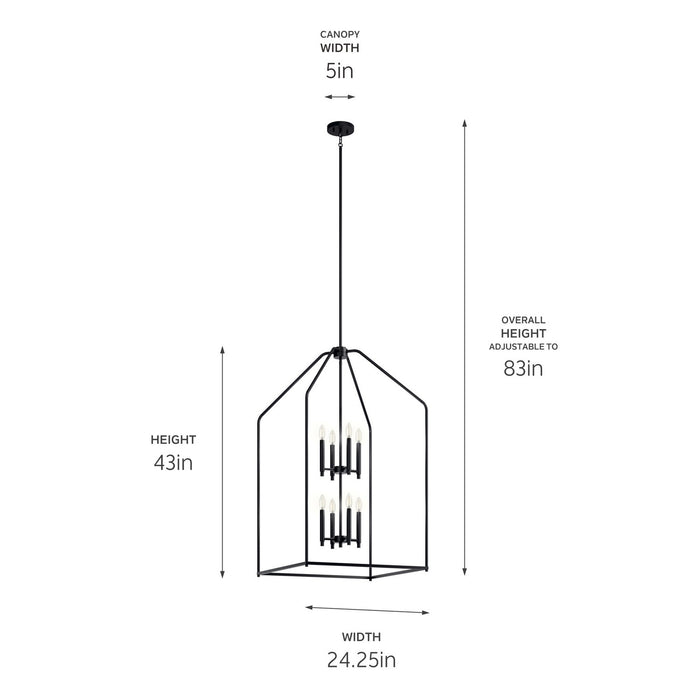 Kichler - 52724BK - Eight Light Foyer Pendant - Madden - Black