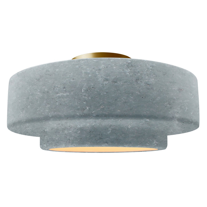 Justice Designs - CER-6365-CONC-BRSS - One Light Semi-Flush Mount - Radiance - Concrete