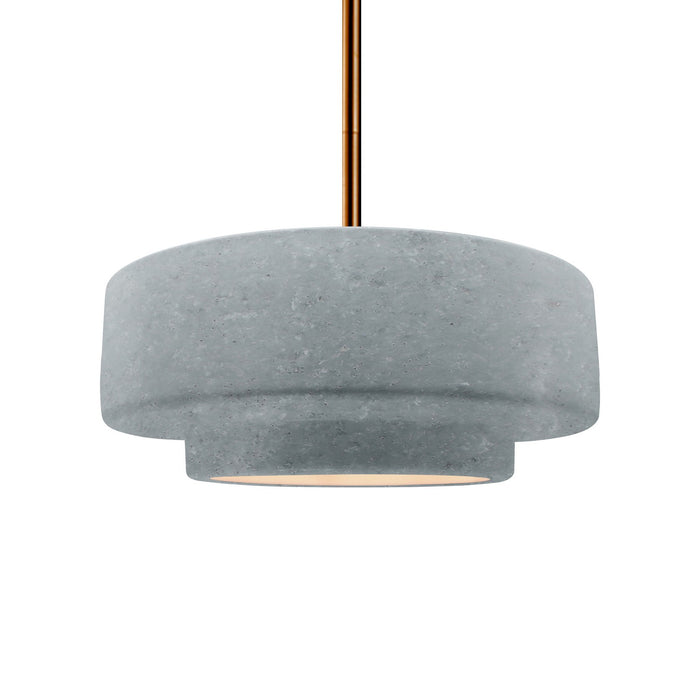 Justice Designs - CER-6543-CONC-BRSS-RIGID - One Light Pendant - Radiance - Concrete