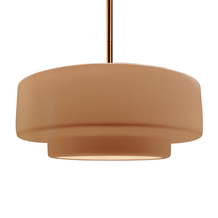 Justice Designs - CER-6545-ADOB-BRSS-RIGID - One Light Pendant - Radiance - Adobe