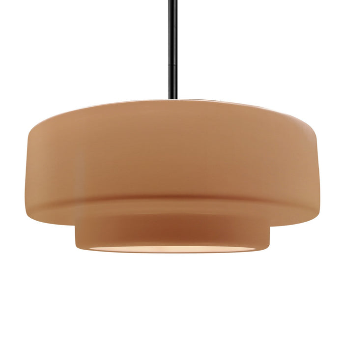 Justice Designs - CER-6545-ADOB-MBLK-RIGID - One Light Pendant - Radiance - Adobe