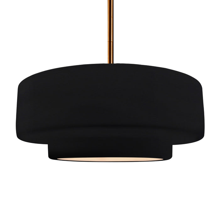 Justice Designs - CER-6545-BKMT-BRSS-RIGID - One Light Pendant - Radiance - Gloss Black w/ Matte White