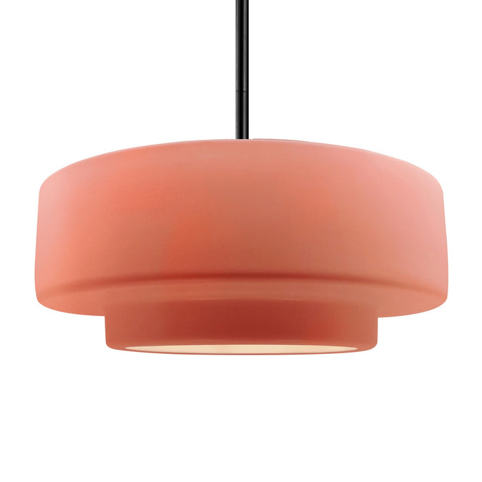 Justice Designs - CER-6545-BSH-MBLK-RIGID - One Light Pendant - Radiance - Gloss Blush