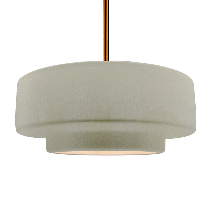 Justice Designs - CER-6545-CKC-BRSS-RIGID - One Light Pendant - Radiance - Celadon Green Crackle