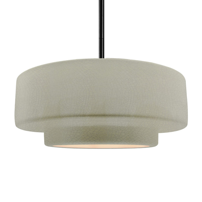 Justice Designs - CER-6545-CKC-MBLK-RIGID - One Light Pendant - Radiance - Celadon Green Crackle