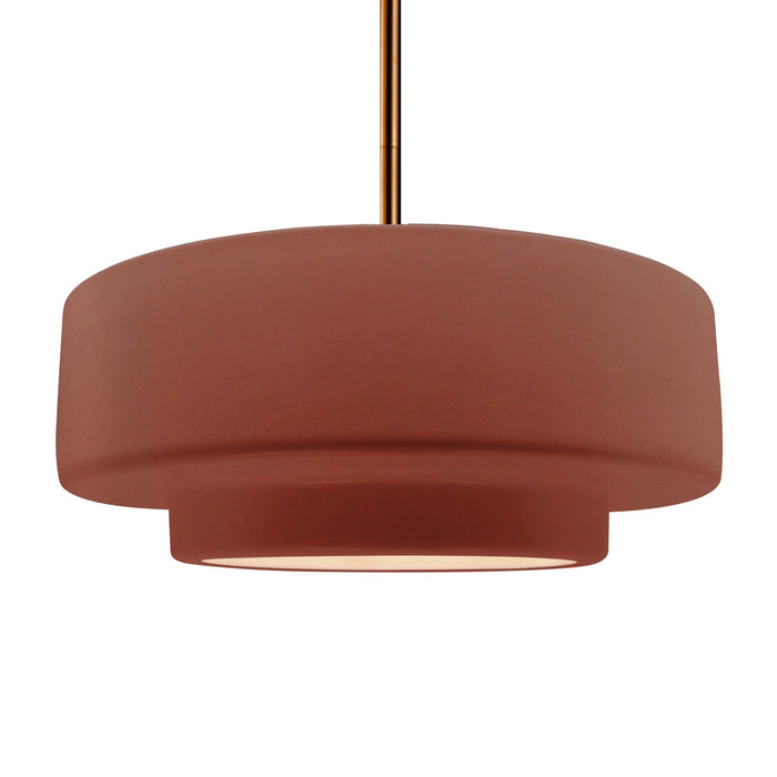 Justice Designs - CER-6545-CLAY-BRSS-RIGID - One Light Pendant - Radiance - Canyon Clay