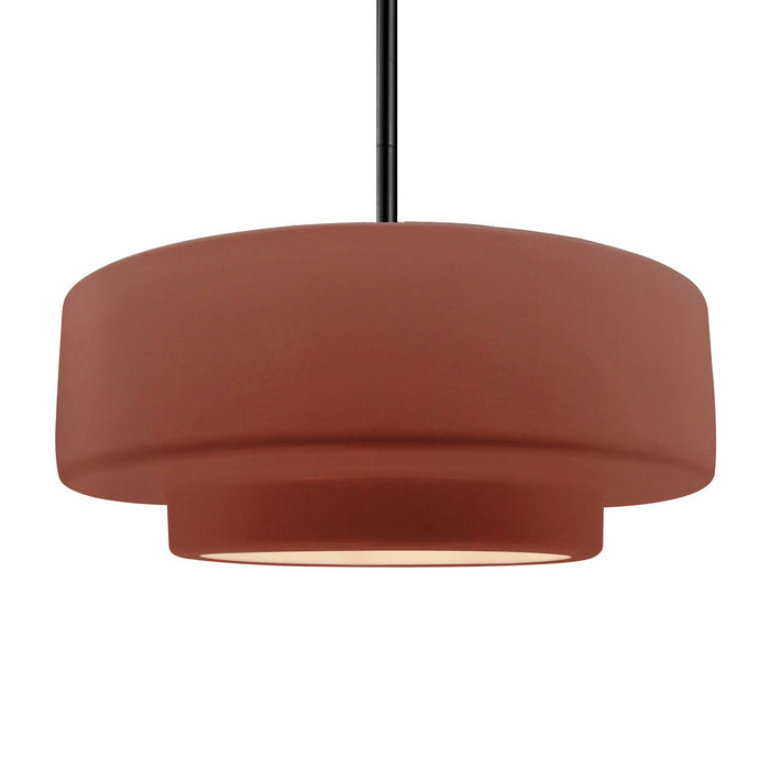 Justice Designs - CER-6545-CLAY-MBLK-RIGID - One Light Pendant - Radiance - Canyon Clay