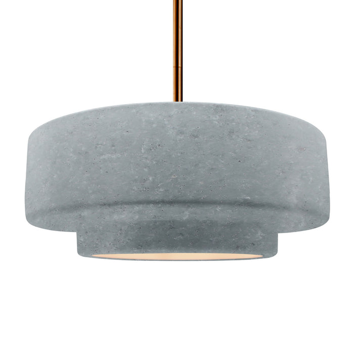 Justice Designs - CER-6545-CONC-BRSS-RIGID - One Light Pendant - Radiance - Concrete