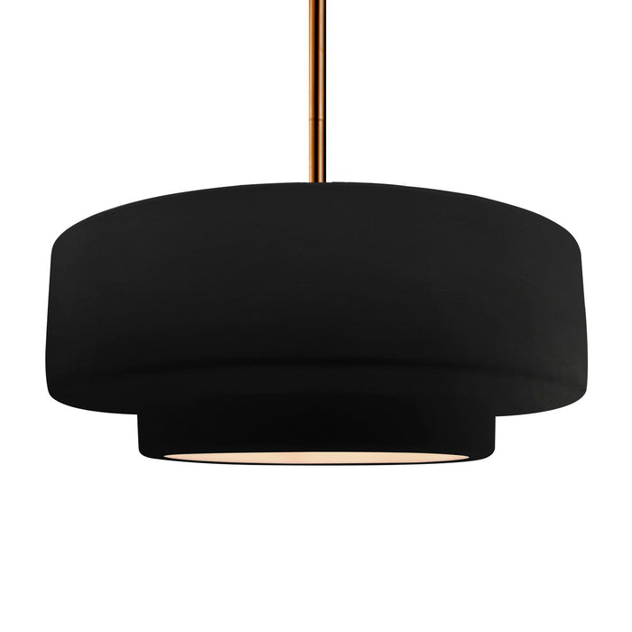 Justice Designs - CER-6545-CRB-BRSS-RIGID - One Light Pendant - Radiance - Carbon - Matte Black
