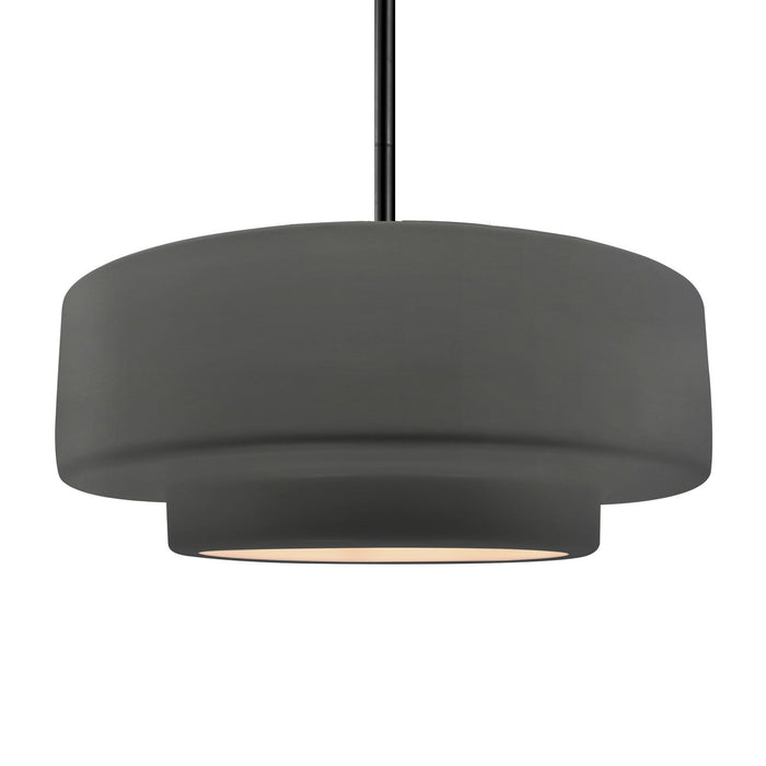 Justice Designs - CER-6545-GRY-MBLK-RIGID - One Light Pendant - Radiance - Gloss Grey