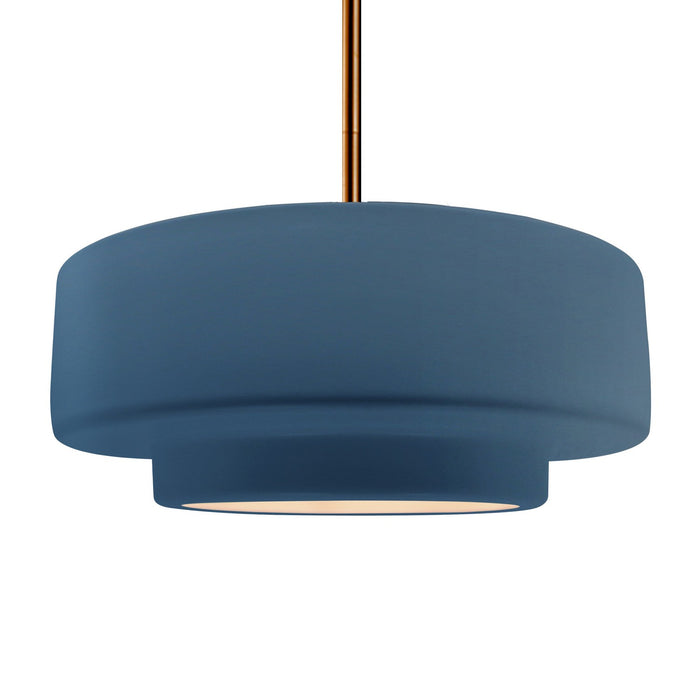 Justice Designs - CER-6545-MDMT-BRSS-RIGID - One Light Pendant - Radiance - Midnight Sky w/ Matte White