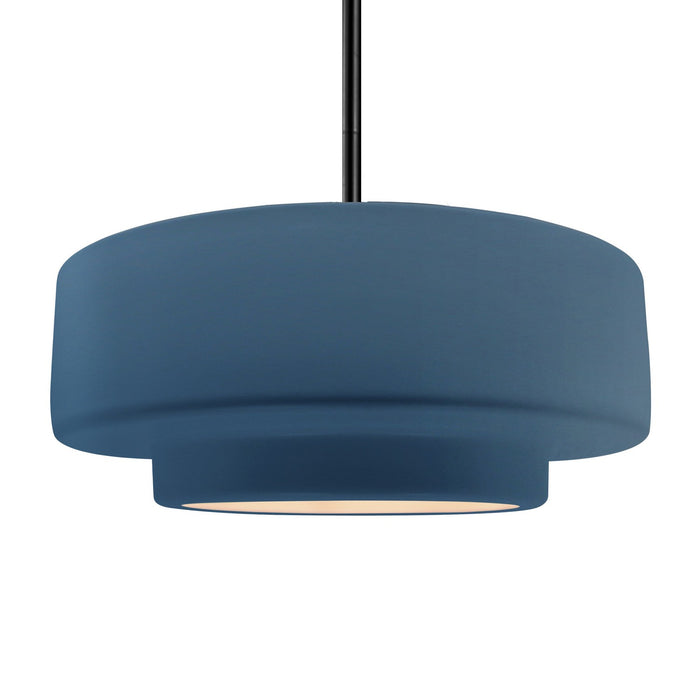 Justice Designs - CER-6545-MDMT-MBLK-RIGID - One Light Pendant - Radiance - Midnight Sky w/ Matte White
